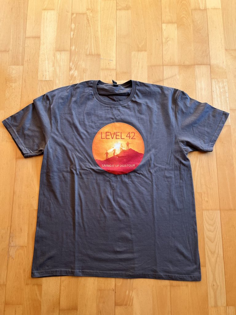 Grey Living it up Tour T-shirt with dates on the back