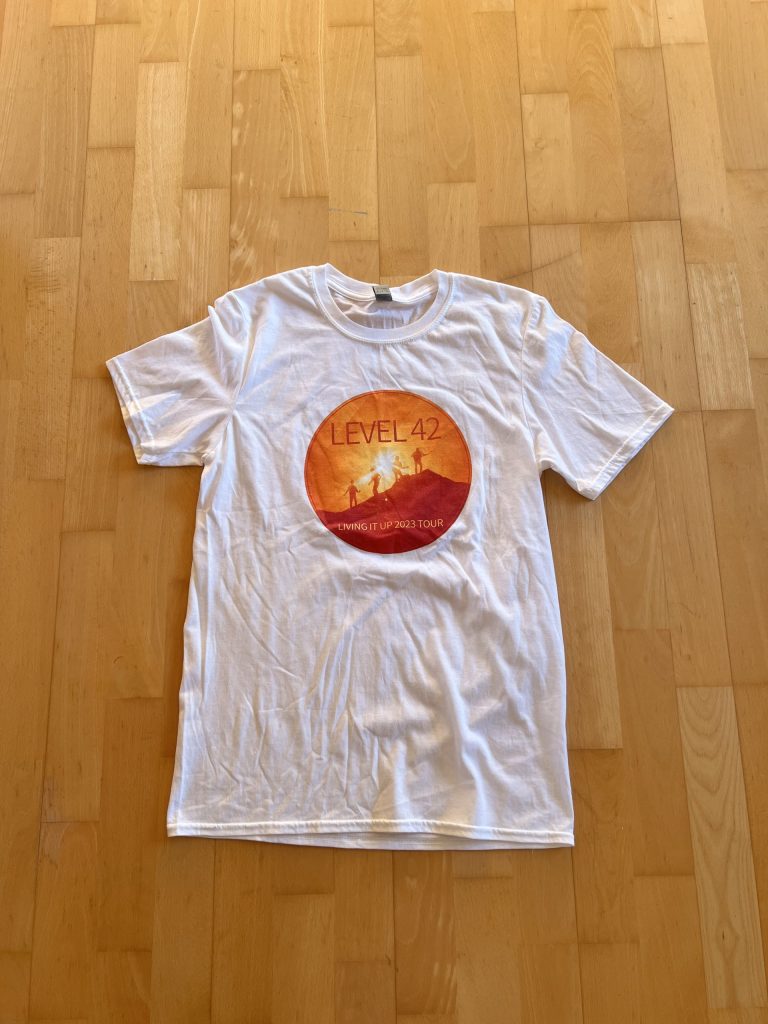 White Living it up Tour T-shirt with dates on the back